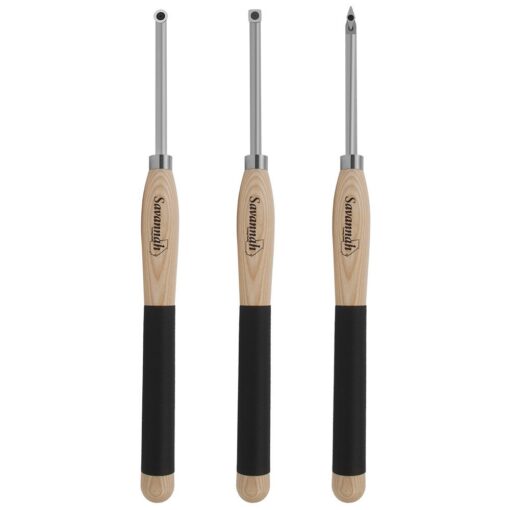 Savannah - 7586 Carbide Turning Tool Large Size (3 Piece Set - All 3 Turning Tools) Includes Diamond Shape, Round and Square Turning Tools With Comfort Grip Handles, Three Tool Set,Silver