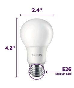 Philips LED Frosted A19 Light Bulb, Non-Dimmable, 800 Lumen, Daylight (5000K), 9W=60W, E26 Base, 16-Pack Daylight (5000k) 16 Count (Pack of 1) 34 515QOXyrnAL