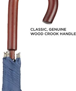 Totes Eco Auto Open Umbrella Classic Wooden J Stick Handle with Easy Grip - Windproof, Rainproof and Durable Canopy Design – Versatile Travel, Perfect for Rainy Days Beige 13 515c UiqtXL