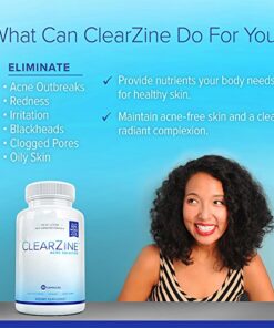 ClearZine Acne Pills for Teens & Adults (2 Bottles) | Clear Skin Supplement, Vitamins for Hormonal & Cystic Acne, 90 Caps Each 20 515hoJop0cL