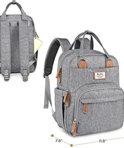 RUVALINO Diaper Bag Backpack, Multifunction Travel Back Pack Maternity Baby Changing Bags, Large Capacity, Waterproof and Stylish, Gray 41 515jVlXwsoL