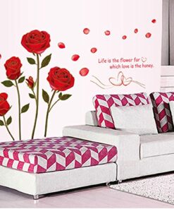 ufengke Red Rose Removable Wall Stickers Murals for Living Room/Bedroom (Rose, No. 1) 19 515reFpzW3L