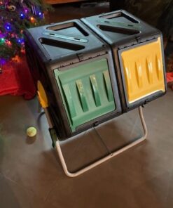 Dual Chamber Compost Tumbler – Easy-Turn, Fast-Working System – All-Season, Heavy-Duty, High Volume Composter with 2 Sliding Doors - (2 – 18.5gallon /70 Liter) 37 516Aw5oSu5L