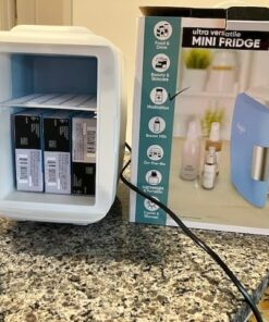 Cooluli Mini Fridge for Bedroom - Car, Office Desk & Dorm Room - Portable 4L/6 Can Electric Plug In Cooler & Warmer for Food, Drinks, Skincare Beauty & Makeup - 12v AC/DC & Exclusive USB Option, Blue 46 516DytmmzSL