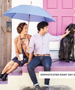 Totes Eco Auto Open Umbrella Classic Wooden J Stick Handle with Easy Grip - Windproof, Rainproof and Durable Canopy Design – Versatile Travel, Perfect for Rainy Days Beige 14 516JLBZvFaL