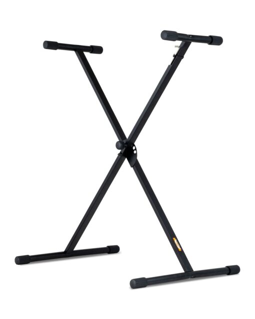 Stage Rocker Single-X Style Classic Folding Keyboard & Digital Piano Stand, Adjustable Width & Height, Durable & Sturdy, Easy to Assemble for Travel/Storage, Sleek Black, Powered by Hamilton(SR524000)