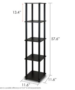 FURINNO Turn-N-Tube 5-Tier Corner Square Rack Display Shelf, Round, Espresso/Black Round Tube 28 516W908HdL