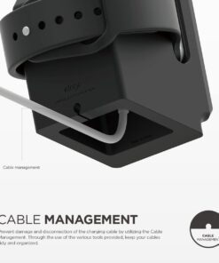 elago W3 Stand Compatible with Apple Watch Series Series 9/8/7/6/SE/5/4/3/2/1/SE (45mm, 44mm, 42mm, 41mm, 40mm, 38mm) (Black) - Classic Monitor Design, Compatible with Nightstand Mode Black 29 516jY3O49XL