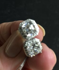 Amazon Collection Platinum or Gold Plated Sterling Silver Halo Earrings set with Asscher Cut Infinite Elements Cubic Zirconia 23 516kmu usnL