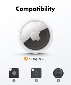 Alternative view of UNBREAKcable Apple AirTag Holder with Strap- 4 Pack [Fit Tightly Design] [Easy to Install] [Hold Air Tag Securely] Waterproof TPU Shell Protective Case with Nylon Keychain Strap(Black&Blue) Black&Blue