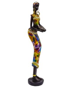 Novelty Statue African Figurine Sculpture Colorful Dress Standing Lady Figurine - Best Décor Collectible Art Piece 11" Inches Tall - Flower Dress Tropical -Body Sculptures Decorative Black Figurines 11 516zRPCMR4L