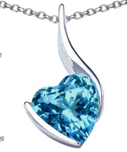 Star K Sterling Silver Large 10mm Heart Shape Heart Pendant Simulated Blue Topaz 8 516zTBC2bL