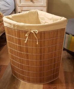 Honey-Can-Do Bamboo Wicker Corner Hamper 24-Inches Tall, Natural 26 5174OjcQCML