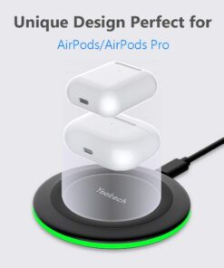 Yootech Wireless Charger,10W Max Fast Wireless Charging Pad Compatible with iPhone 15/15 Plus/15 Pro Max/14/13/SE 2022/12/11/X/8,Samsung Galaxy S22/S21/S20,for AirPods Pro 2(No AC Adapter) Black/Black 26 517G72RjeiL 1