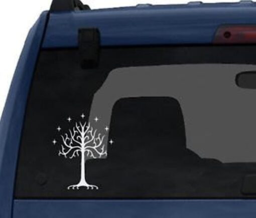 Tree of Gondor LOTR Decal Vinyl Sticker Auto Car Truck Wall Laptop | White | 5.5" x 4"