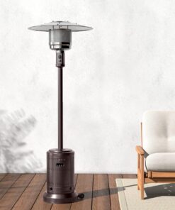 Amazon Basics 46,000 BTU Outdoor Propane Patio Heater with Wheels, Commercial & Residential, Havana Bronze, 32.1 x 32.1 x 91.3 inches (LxWxH) Powder Coated 33 5184Ux g4L