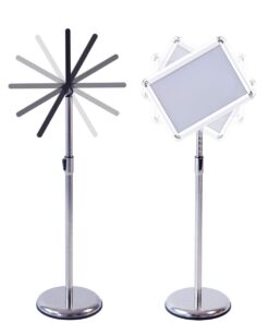 HUAZI Adjustable Floor Sign Holder Stand 8.5x11 inches Pedestal Sign Stand,Heavy Round Base,Both Vertical & Horizontal View Displayed,Snap-Open Frame with Safety Corner,Silver 8.5 x 11 inches,Silver 12 518RBkkrL