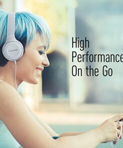 Panasonic On Ear Stereo Headphones RP-HF100M-W with Integrated Mic and Controller, Travel-Fold Design, Matte Finish, White One size 13 518ZTwdWSAL