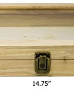 Novel Box Glass Top Natural Wood Metal Clasp Jewelry Display Case 14.75X8.25X2.1 + Custom NB Pouch Large: 14.75X8.25X2.1 8 518lz9DeApL