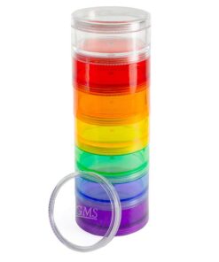 GMS 7 Stack-able Pill Organizers with 2 Lids and 7 Day Adhesive Labels for Organizing Vitamins, Supplements, and Medications (Medium Rainbow, 7 3/4 Inches in Height 2 Inches in Diameter) Medium (Pack of 1) 14 518mEr1YVIL