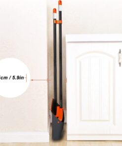 TreeLen Broom and Dustpan Set with 52" Long Handle for Home Kitchen Room Office Lobby Floor Use Upright Stand Up Stand Up Broom with Dustpan Combo A Orange Broom and Dustpan 27 518nUAm5d6L