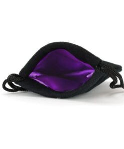 Small Dice Bag 3.75x4 Inch Velvet Double Stitched Snag Proof Satin Lining - Holds 21 Dice Comfortably - Purple Interior with Black Exterior