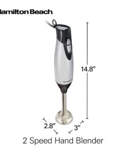 Hamilton Beach 4-in-1 Electric Immersion Hand Blender with Handheld Blending Stick, Whisk + 3-Cup Food & Vegetable Chopper Bowl, 2-Speeds, 225 Watts, Silver and Stainless Steel (59765) 34 519HC9zQLML