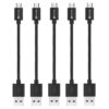 Short Micro USB Cable, 5-Pack 7-Inch Short Micro USB to USB 2.0 Charging Cables - Fast Android Charger Compatible for Samsung Galaxy S7 Edge Tab J7 Note 5, LG, Kindle, Sony, HTC One, Etc. Black