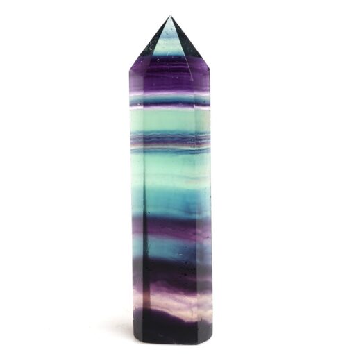 HongJinTian Natural Rock Fluorite Crystal Points 6 Facet Single Crystal Point Healing AVG.3.6inches 3.6inch