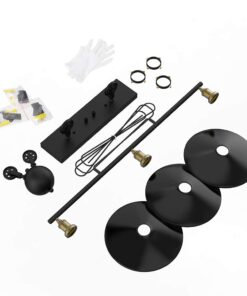 WINSOON 3 Light Industrial Pendant Light, Pulley Pool Table Light Fixture Billiard Light, Retro Steampunk Hanging Lamp, Adjustable Vintage Kitchen Island 3-Head Lights, Matte Black Painted 3 Pack 27 519XvQxHheL