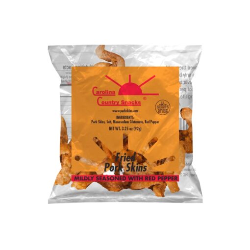 Fried Pork Skins Very Hard Strips Red Pepper 36 Bags (3.25 oz)