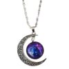 Luvalti Galaxy & Crescent Cosmic Moon Pendant Necklace, Purple Glass, 17.5'' Chain, Great Gift for Women 19 519oi7PEgRL