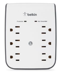 Belkin 6-Outlet Wall Surge Protector w/ 2 USB Ports - Wall Mountable w/ Premium Protection Against Surges - Safe Charge for Mobile Devices, Tablets, Small Appliances, & More - 900 Joules of Protection Wall Mount 6-Outlet with USB Power Strip 27 519t3KCL0HL 1
