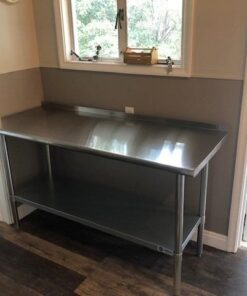 GRIDMANN Stainless Steel Kitchen Prep Table 60 x 24 Inches with Backsplash & Under Shelf, NSF Commercial Work Table for Restaurant and Home 60 in Long x 24 in Deep 40 519vCv2yxL