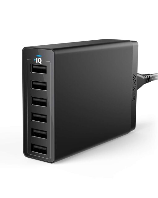 Anker Charger, 60W 6 Port Charging Station, PowerPort 6 Multi USB Charger for iPhone 15/Pro/Pro Max/14/13, iPad Pro/Air/Mini, Galaxy S23/S22/S21, Note 20 Ultra, LG, HTC, and More Black