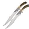 K Exclusive Jungle Suede Flyers Twin Sword Set with Nylon Scabbard - Stainless Steel Blades, Leopard Design, Genuine Suede Wrapped Handles, Gold-Plated Accents, Lanyard Holes, Length 19" 5 51ADyzNjKML
