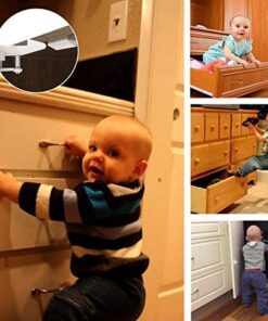 12 Pack Cabinet Locks Child Safety Latches - Vmaisi Baby Proofing Cabinets Drawer Lock with Adhesive Easy Installation - No Drilling or Extra Screws (White) Standard 12.0 25 51AGix0vjRL
