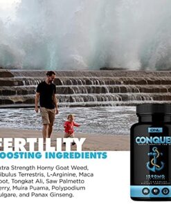 Conquer Mens Fertility Supplement - Testosterone Booster for Men w/Maca Root, Horny Goat Weed & Tribulus Terrestris - Male Fertility Supplement - Libido Booster for Men - Male Enhancement Pills -60Ct 22 51AKjQ7liUL 1