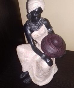 Deco 79 Polystone Woman Sitting African Sculpture with Red Water Pot, 6" x 6" x 10", Cream 6" x 6" x 10" 29 51ARCaVbOxL