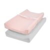 TILLYOU Changing Pad Cover Set in Soft Jersey Material - Fits 32"/34''x16" Contoured Pad for Babies,Peachy Pink & Lt Gray 2 Piece Assortment 2-pack Peachy Pink & Lt Gray