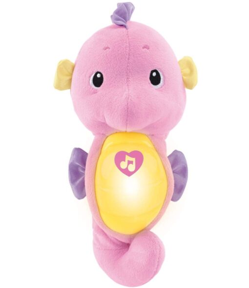 Fisher-Price Musical Baby Toy, Soothe & Glow Seahorse, Plush Sound Machine With Lights & Volume Control For Newborns, Pink Pink Easy-to-Open Packaging