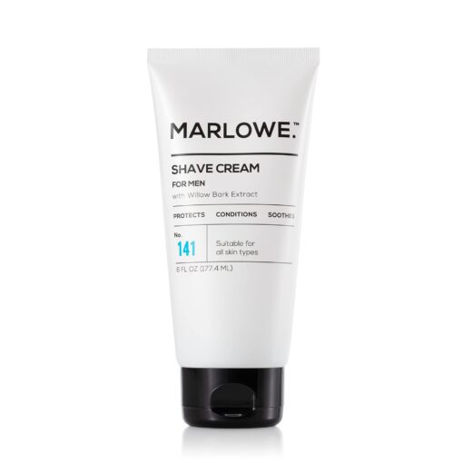 MARLOWE. Shave Cream with Shea Butter & Coconut Oil No. 141 6 oz | Natural Shaving Better than Gel | Men and Women | Light Citrus Scent | Best for a Close Shave | Sensitive Skin Approved