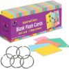 Star Right Assorted Colored Blank Flash Cards - 2"x3" Blank Index Note Cards, Flash Cards Blank, 1000 Pre Hole Punched Index Cards w/Metal Binder Rings, Blank Flashcards for GMT Prep, Math, Language 2" x 3" Multi-color 8 51ArXmWGoL