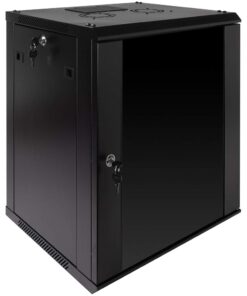 Alternative view of NavePoint 12U Server Rack Enclosure with Glass Door, Cooling Fan, Locks, & Removable Side Panels - 12U Wall Mount Network Cabinet 19 Inch Rack 17.7 Inches Deep