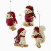 Kurt Adler 1 Set 4 Assorted Northland Fox, Polar Bear, Squirrel And Owl on Logs Christmas Ornaments
