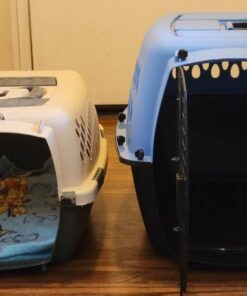 Petmate Pet Porter Fashion Dog Kennel 26", Parisian Blue & Black, for Pets 20-25lbs, Made in USA 26.0"L x 18.6"W x 16.5"H 34 51AxCE3mGgL