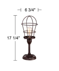 Franklin Iron Works Modern Industrial Accent Desk Table Lamp 17 1/4" High Bronze Metal Open Wire Cage Shade Antique Edison Bulb for Living Room Bedroom House Bedside Nightstand Home Office Family 17.25" High - Accent 11 51BHZq xguL