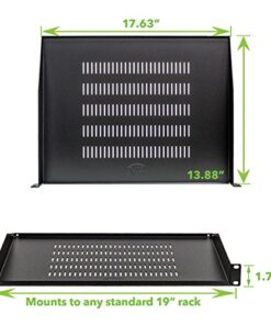 Alternative view of NavePoint Cantilever Server Shelf Vented Shelves Rack Mount 19 Inch 1U Black 14 Inches (350mm) deep