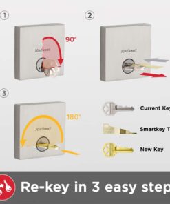 Kwikset San Clemente Front Door Lock Handle and Deadbolt Set, Entry Handleset Exterior with Interior Reversible Lever, Venetian Bronze, Pick Resistant SmartKey Rekey Deadbolt Security 27 51BPGMyqzoL 1