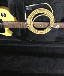 GLS Audio Instrument Cable - 1/4 Inch TS to 1/4 Inch Instrument Cable for Bass/Electric Guitar- Brown/Yellow Braided Tweed, 15ft 15 Ft. Straight Gold 32 51BR7VaDFnL